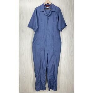 Para Suit Coveralls Mens 48 Regular Blue Short Sleeve Zip Front Workwear